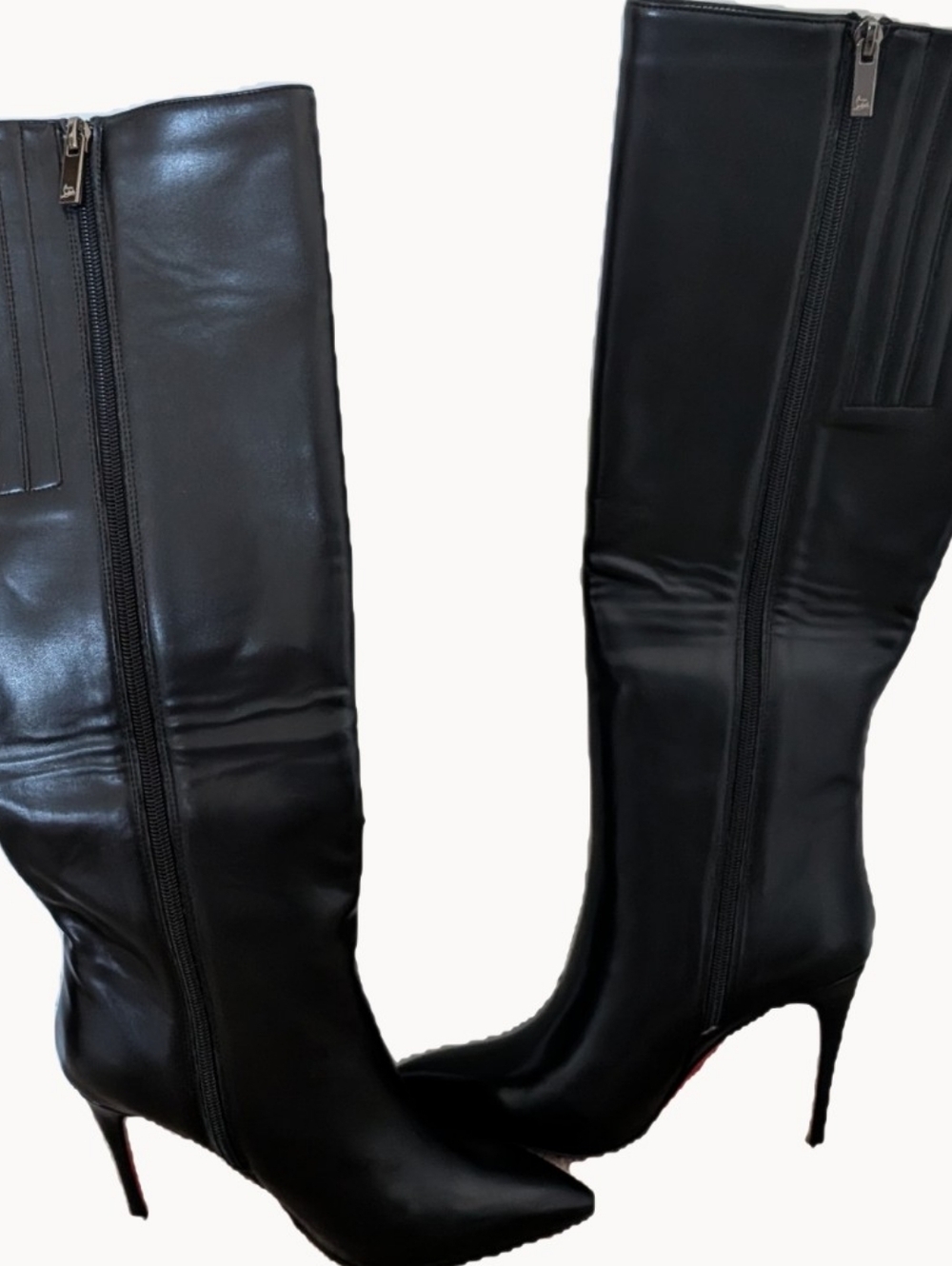 New, w/out box, black leather knee high boots
